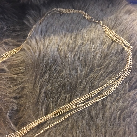 Multi strand gold chain with faceted bead necklace - Picture 8 of 8